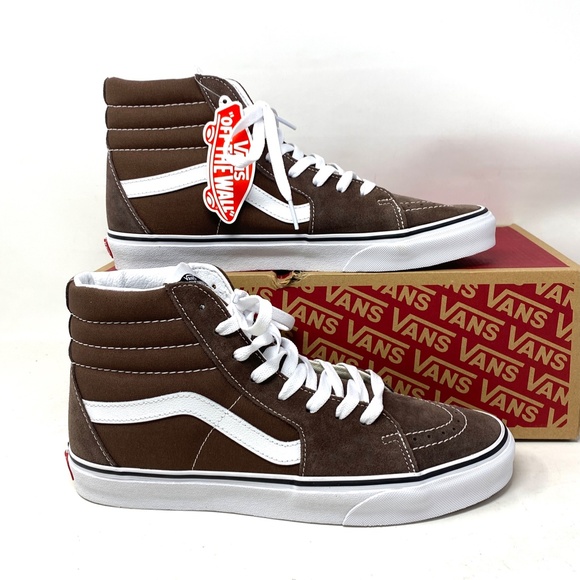 VANS Sk8-Hi Casual Shoe Suede Canvas Skate Sneaker Brown White Women VN0A5JMJ8EE - Picture 3 of 10